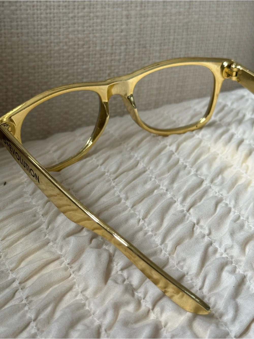 Metallic gold Clear Lens Women's Fashion Glasses. Super flattering.